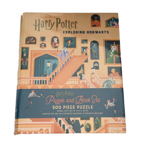 Harry Potter Exploring Hogwarts 500 Piece Puzzle in Keepsake Box & Guidebook New - Picture 1 of 4